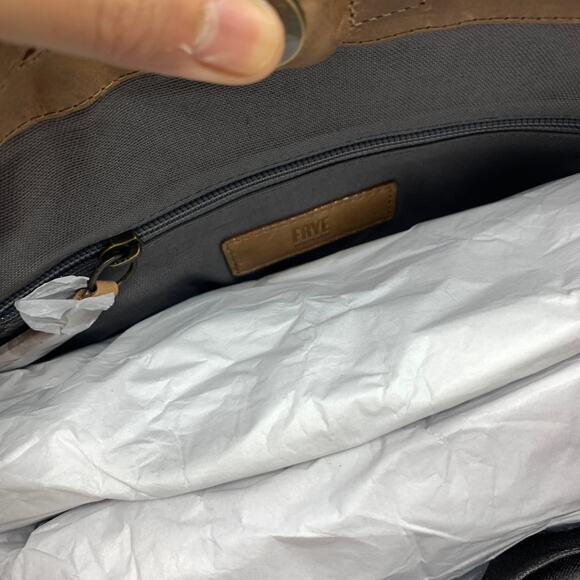 Frye Leather Handbags Melissa Drawstring Hobo Bag Brown Beige Color Purse (NWT) - Picture 9 of 16